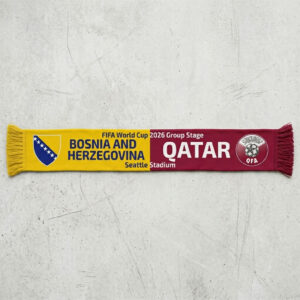Global Soccer Event 2026 Bosnia And Herzegovina Vs Qatar Football Scarf Bold Text