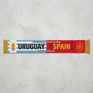 Global Soccer Event 2026 Uruguay Vs Spain Football Scarf Iconic Crests