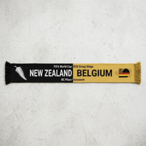 Global Soccer Event 2026 New Zealand Vs Belgium Football Scarf Dual Crests