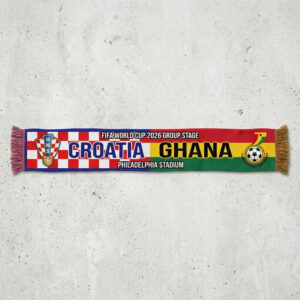 Global Soccer Event 2026 Croatia Vs Ghana Football Scarf Official Team Crests