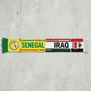 Global Soccer Event 2026 Senegal Vs Iraq Football Scarf Bold Typography