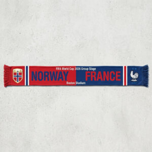 Global Soccer Event 2026 Norway Vs France Football Scarf Rivalry Print