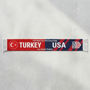 Global Soccer Event 2026 Turkey Vs USA Football Scarf Bold Typography