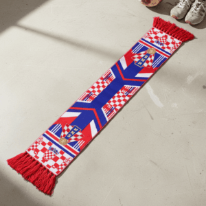 Global Soccer Event 2026 Croatia Scarf Blue Knitted Fabric