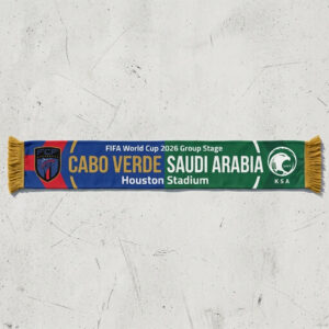 Global Soccer Event 2026 Cabo Verde Vs Saudi Arabia Football Scarf Combined Logos