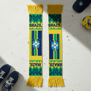 Global Soccer Event 2026 Brazil Scarf Green Tassel Fringes