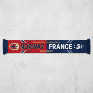 Global Soccer Event 2026 Norway Vs France Football Scarf Team Names