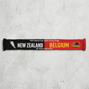 Global Soccer Event 2026 New Zealand Vs Belgium Football Scarf Gameday Knit
