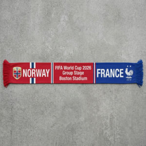 Global Soccer Event 2026 Norway Vs France Football Scarf Dual Fringe
