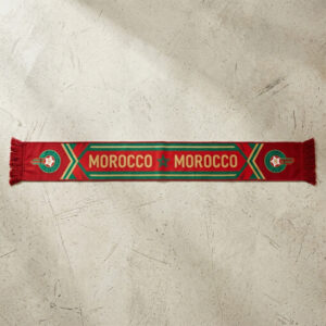 Morocco Scarf Global Soccer Event 2026 With Red And Green Vertical Stripes