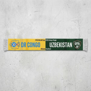 Global Soccer Event 2026 Congo DR Vs Uzbekistan Football Scarf Bold Typography Print