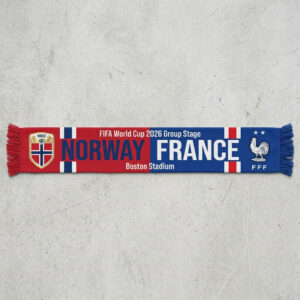 Global Soccer Event 2026 Norway Vs France Football Scarf Split Design