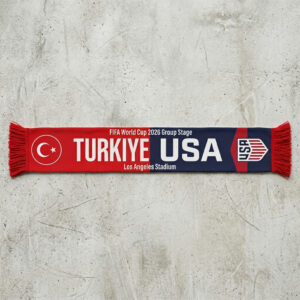Global Soccer Event 2026 Turkey Vs USA Football Scarf Red Navy