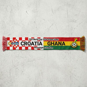 Global Soccer Event 2026 Croatia Vs Ghana Football Scarf Classic Match Memorabilia