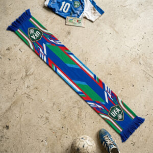 Uzbekistan Scarf Global Soccer Event 2026 Featuring UFF Crest And Blue Fringes