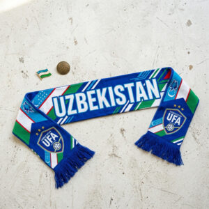 Uzbekistan Scarf Global Soccer Event 2026 Vibrant Blue Green And White Graphics