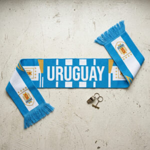 Uruguay Scarf Global Soccer Event 2026 With Four Gold Stars Crest And Light Blue Color