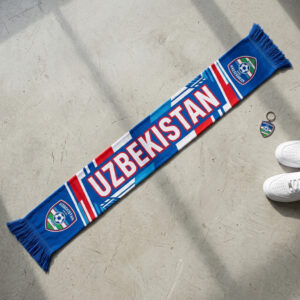 Uzbekistan Scarf Global Soccer Event 2026 Elegant Bordered Shield And Wordmark Design