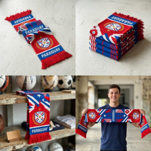 Paraguay Scarf Global Soccer Event 2026 Bold Block Typography Panel