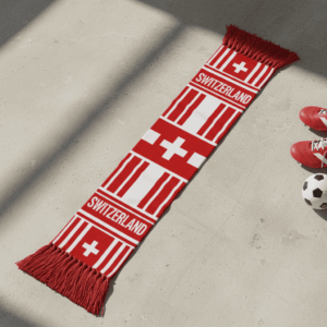 Switzerland Scarf Global Soccer Event 2026 With Iconic Swiss Cross And Red Stripes