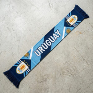Uruguay Scarf Global Soccer Event 2026 Showing Classic Sky Blue Knit With Large Text