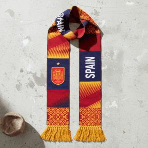 Spain Scarf Global Soccer Event 2026 Intricate Gold Maze Border