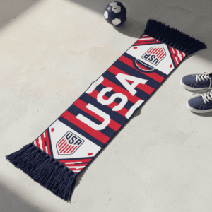 USA Scarf Global Soccer Event 2026 Sleek Tapered Font And Diagonal Color Blocking