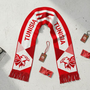 Tunisia Scarf Global Soccer Event 2026 Highlighting Distinctive Geometric Stripe Pattern
