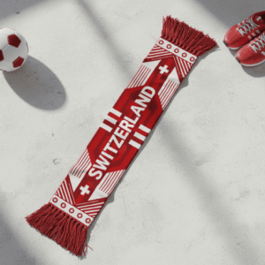 Switzerland Scarf Global Soccer Event 2026 Modern Graphic Knit In Vibrant Red