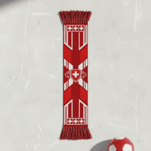 Switzerland Scarf Global Soccer Event 2026 Patriotic Red And White With Fringed Tassels