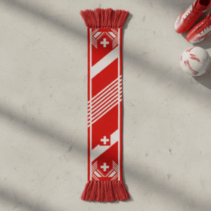 Switzerland Scarf Global Soccer Event 2026 Bold Multi-Toned Red Stripe Pattern