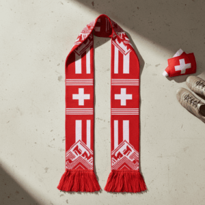 Switzerland Scarf Global Soccer Event 2026 Premium Knit With Symmetric Flag Symbols