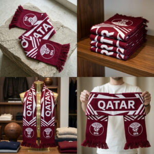 Qatar Scarf Global Soccer Event 2026 Authentic Team Wordmark Text
