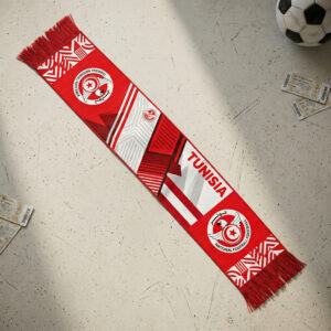 Tunisia Scarf Global Soccer Event 2026 Featuring Central Wordmark And Fringed Edges