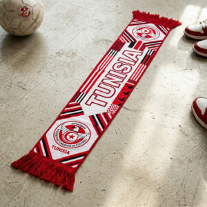 Tunisia Scarf Global Soccer Event 2026 With Double Sided Text and Tassels