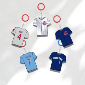 Custom Keychain Chicago Baseball Theme Sports Fan Gift Personalized Name And Number Bag Tag