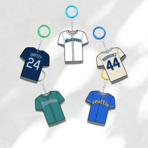 Custom Keychain Seattle Baseball Theme Sports Fan Gift Personalized Name And Number Bag Tag