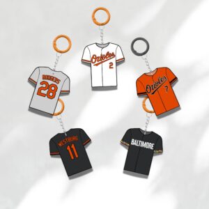 Custom Keychain Baltimore Baseball Theme Sports Fan Gift Personalized Name And Number Bag Tag