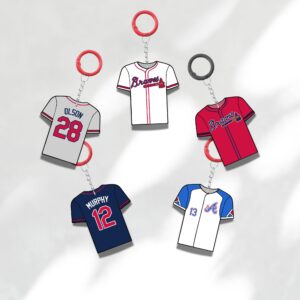 Custom Keychain Atlanta Baseball Theme Sports Fan Gift Personalized Name And Number Bag Tag