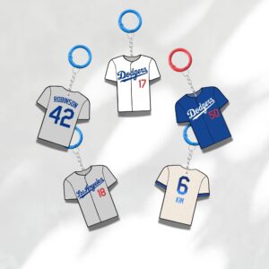 Custom Keychain Los Angeles Baseball Pattern Baseball Player Gift Personalized Name And Number Bag Tag