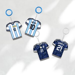 Custom Keychain Argentina Soccer Theme Sports Fan Gift Personalized Name And Number Bag Tag
