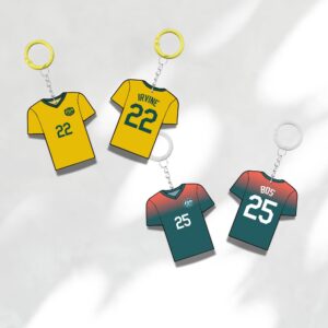 Custom Keychain Australia Soccer Theme Sports Fan Gift Personalized Name And Number Bag Tag