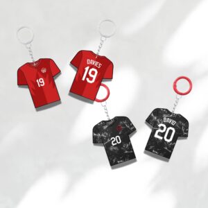 Custom Keychain Canada Soccer Theme Sports Fan Gift Personalized Name And Number Bag Tag