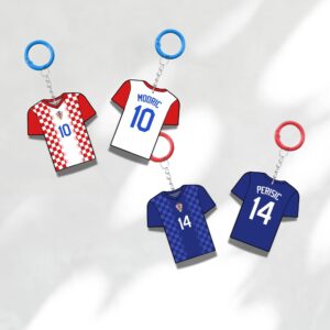 Custom Keychain Croatia Soccer Theme Sports Fan Gift Personalized Name And Number Bag Tag