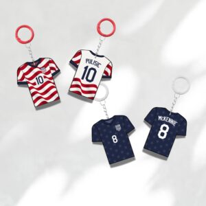 Custom Keychain Usa Soccer Theme Sports Fan Gift Personalized Name And Number Bag Tag