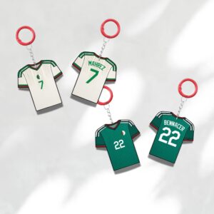 Custom Keychain Algeria Soccer Theme Sports Fan Gift Personalized Name And Number Bag Tag
