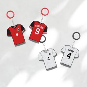 Custom Keychain Austria Soccer Theme Sports Fan Gift Personalized Name And Number Bag Tag