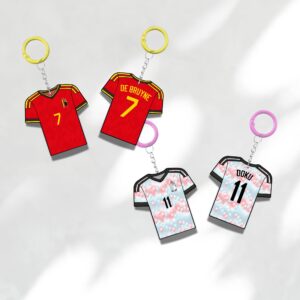 Custom Keychain Belgium Soccer Theme Sports Fan Gift Personalized Name And Number Bag Tag