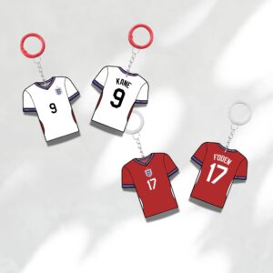 Custom Keychain England Soccer Theme Sports Fan Gift Personalized Name And Number Bag Tag