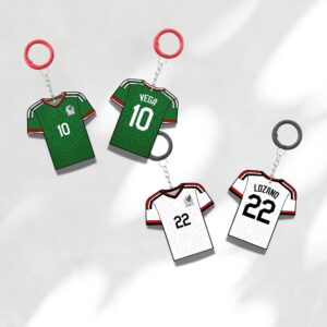 Custom Keychain Mexico Soccer Theme Sports Fan Gift Personalized Name And Number Bag Tag